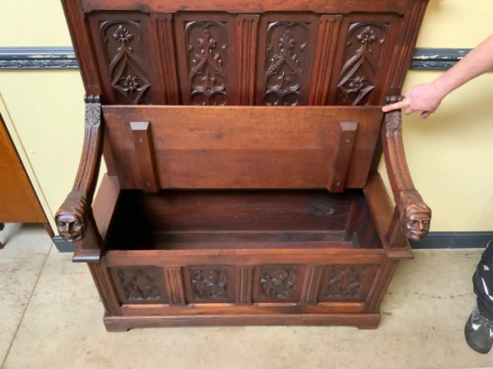 Antik - Neogotische Truhen Bank,  Sensationell - Lieferung möglich! 18