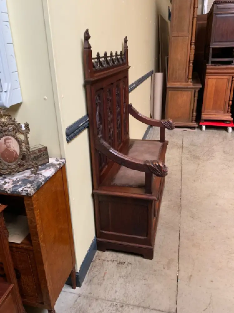 Antik - Neogotische Truhen Bank,  Sensationell - Lieferung möglich! 5