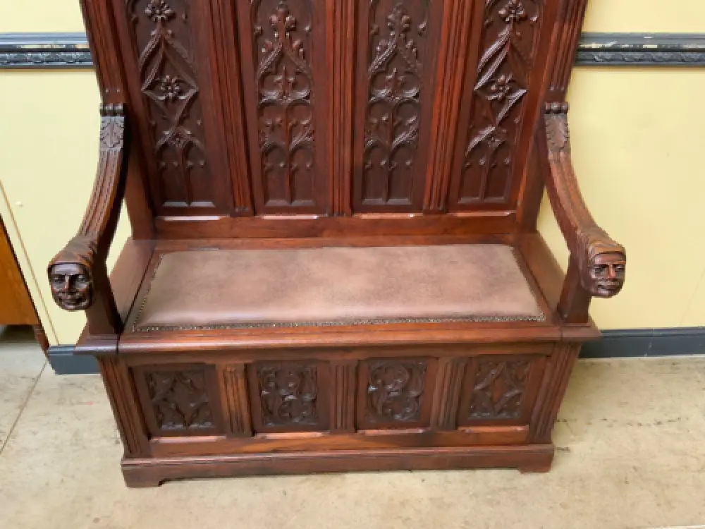 Antik - Neogotische Truhen Bank,  Sensationell - Lieferung möglich! 9