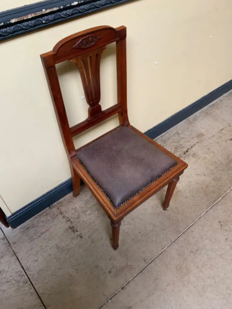 6 antike Jugendstil Stühle mit Lederbezug  - Lieferung möglich! 10