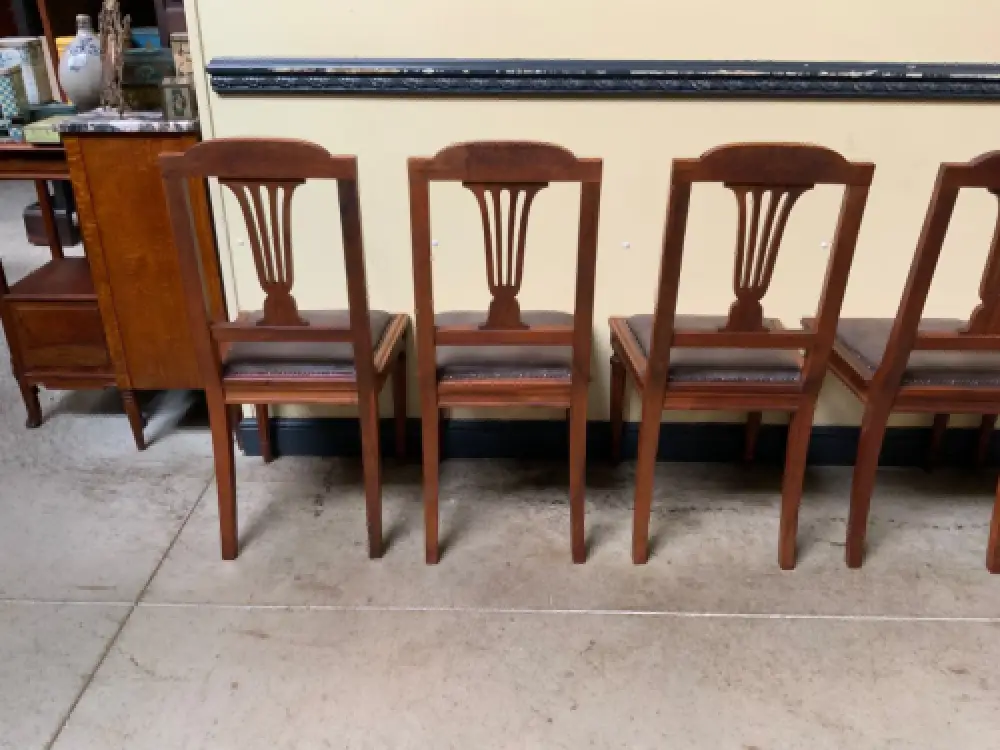 6 antike Jugendstil Stühle mit Lederbezug  - Lieferung möglich! 19