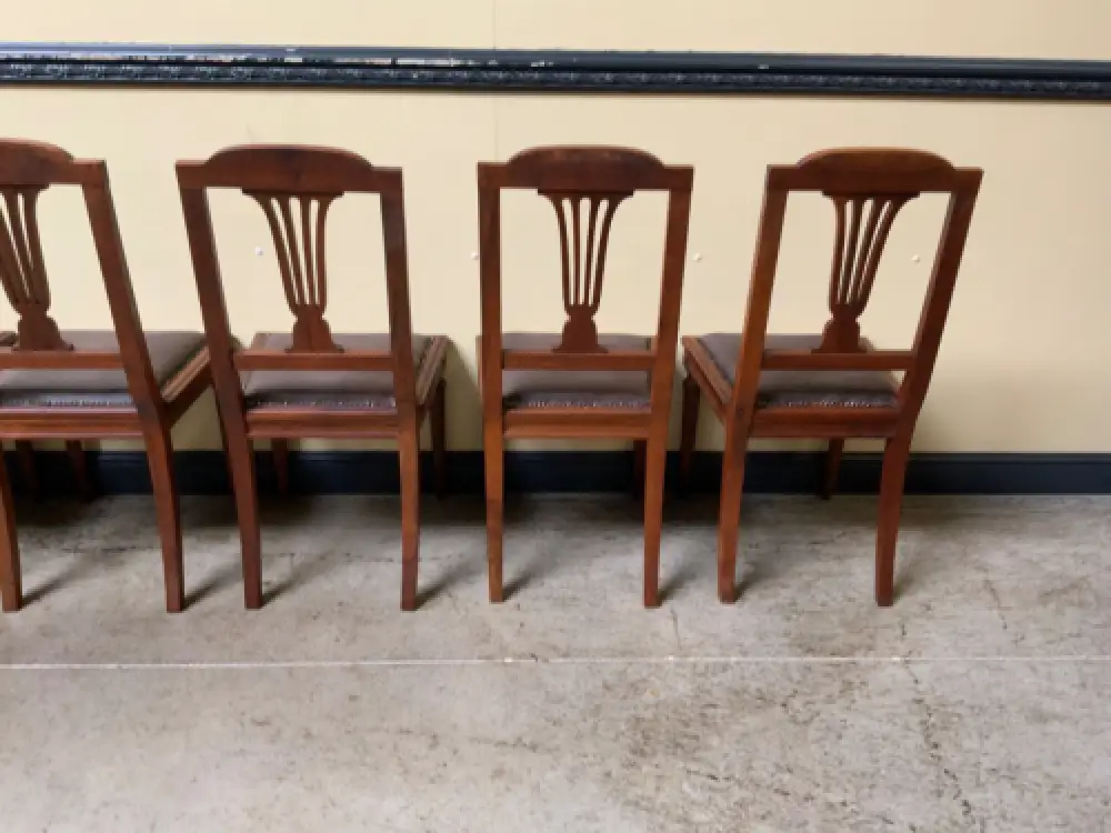 6 antike Jugendstil Stühle mit Lederbezug  - Lieferung möglich! 20