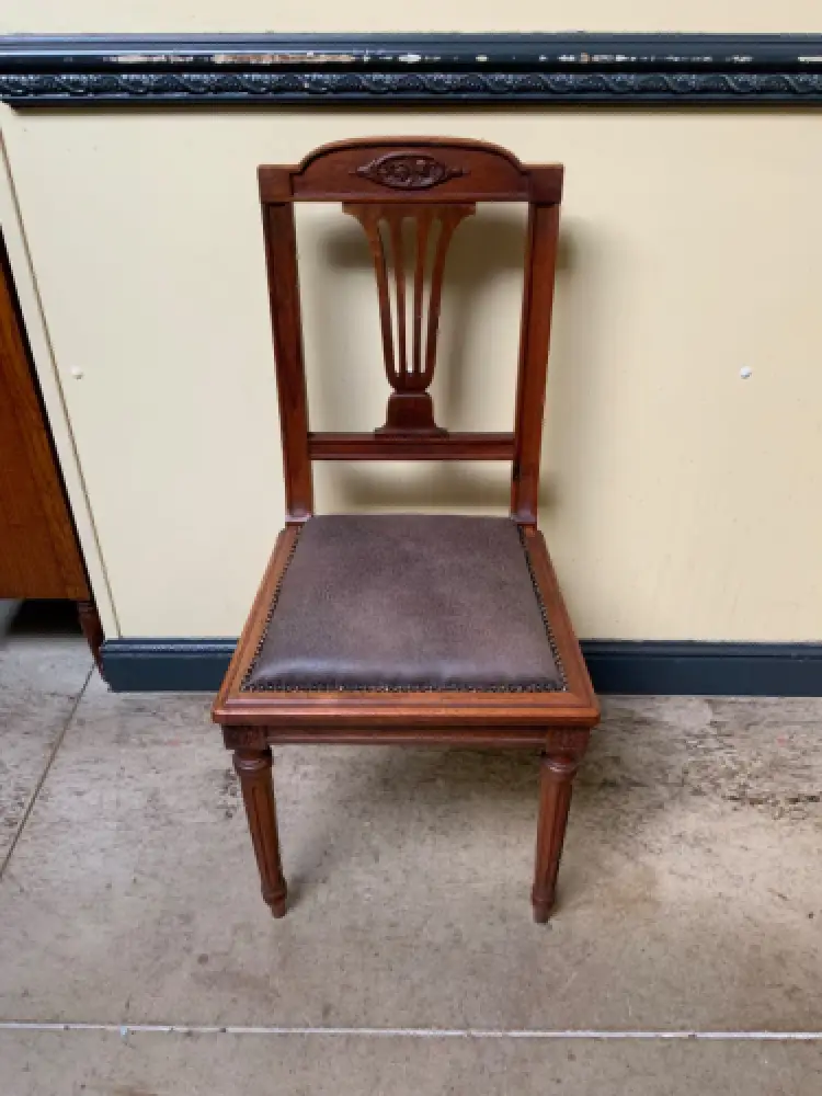 6 antike Jugendstil Stühle mit Lederbezug  - Lieferung möglich! 3