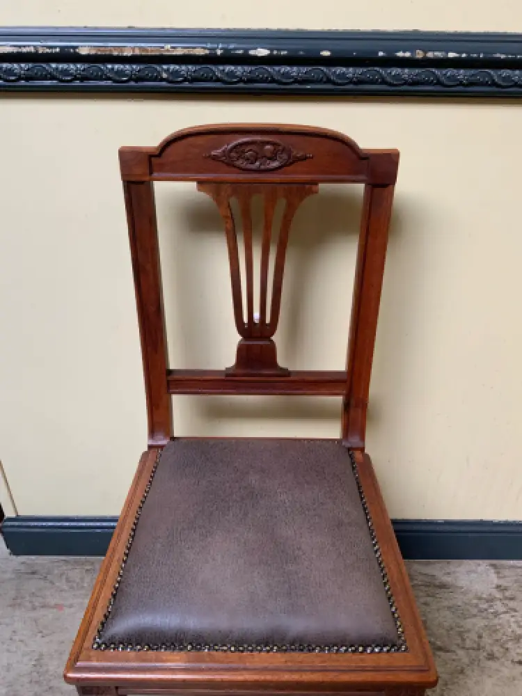 6 antike Jugendstil Stühle mit Lederbezug  - Lieferung möglich! 4