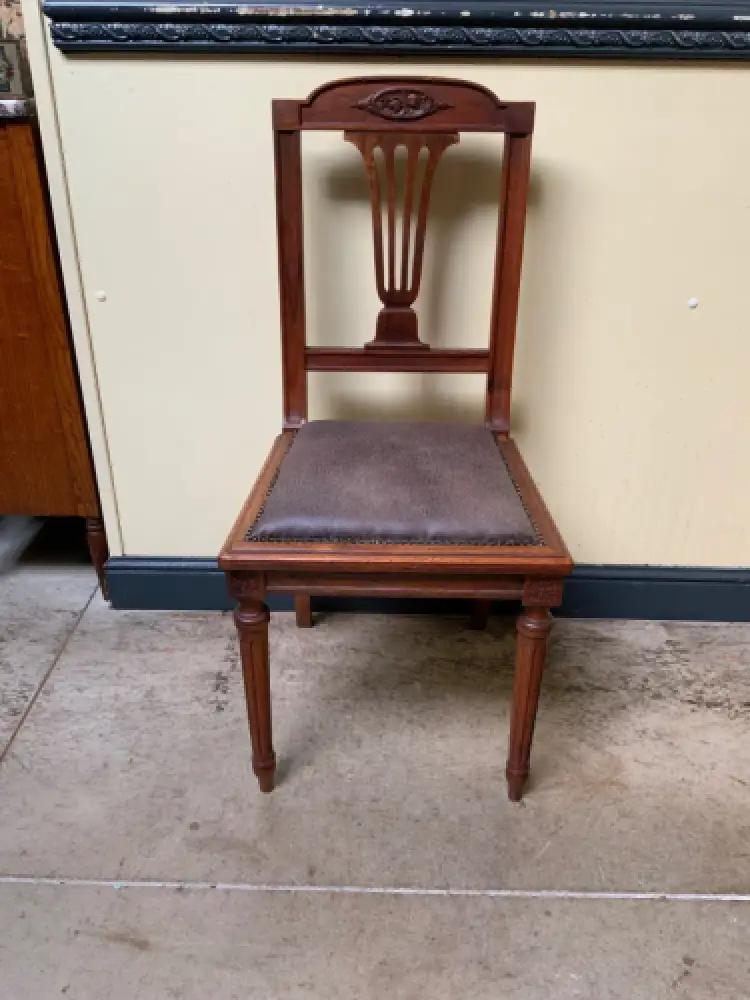 6 antike Jugendstil Stühle mit Lederbezug  - Lieferung möglich! 5