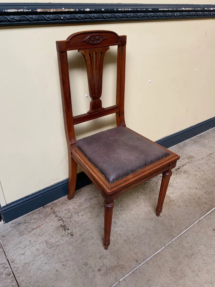 6 antike Jugendstil Stühle mit Lederbezug  - Lieferung möglich! 6