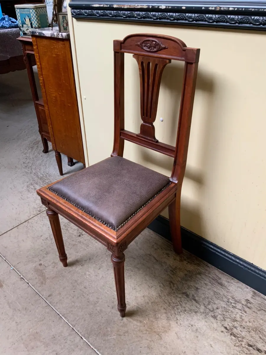 6 antike Jugendstil Stühle mit Lederbezug  - Lieferung möglich! 7