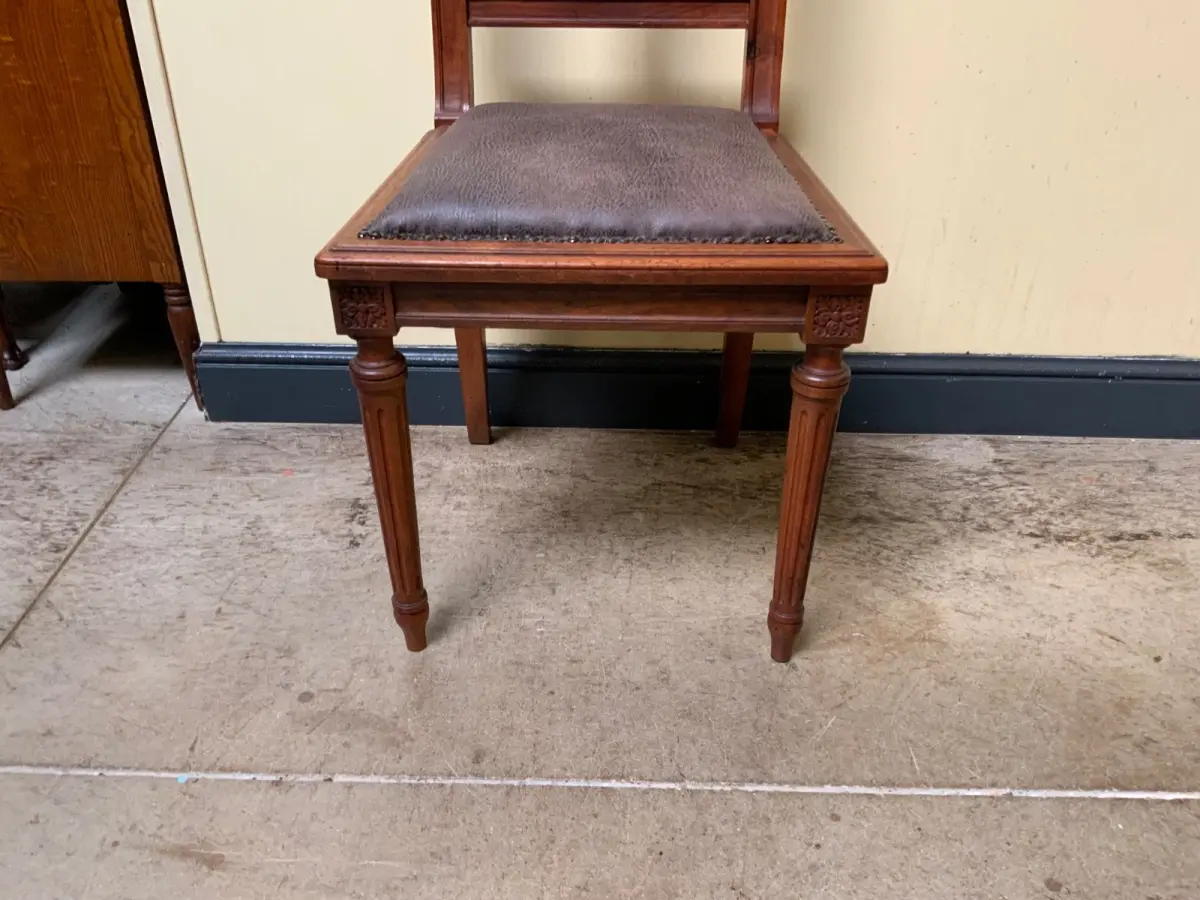 6 antike Jugendstil Stühle mit Lederbezug  - Lieferung möglich! 8