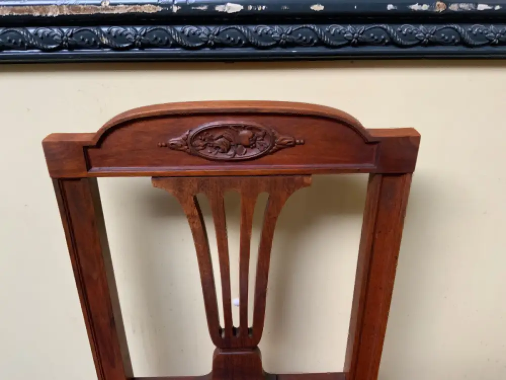 6 antike Jugendstil Stühle mit Lederbezug  - Lieferung möglich! 9