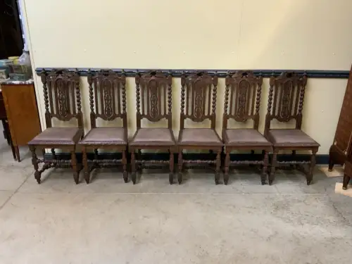 6 antike Gründerzeit Stühle mit Lederbezug  - Lieferung möglich!