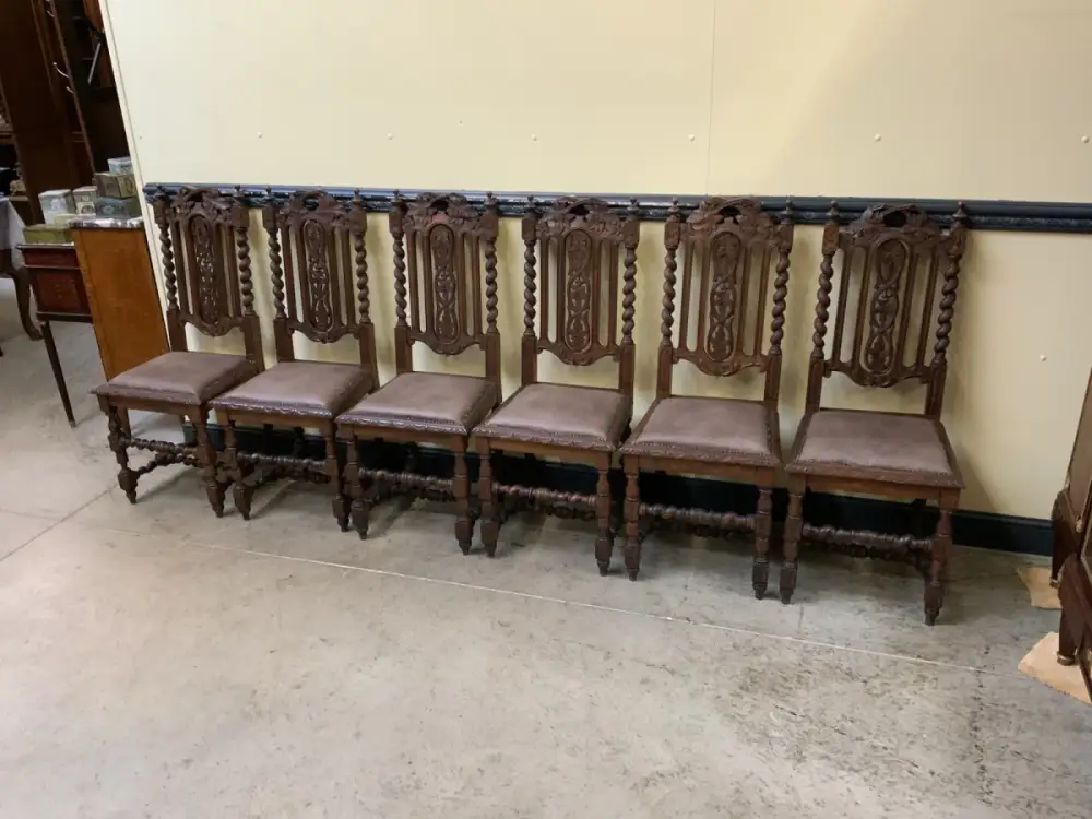 6 antike Gründerzeit Stühle mit Lederbezug  - Lieferung möglich! 10