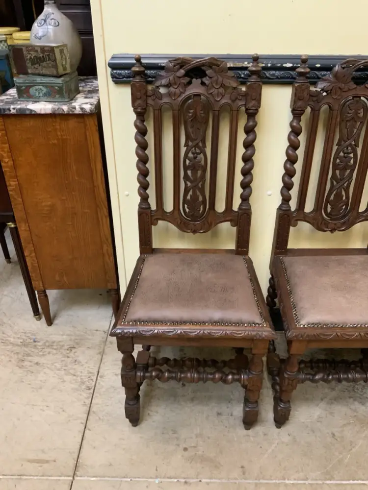 6 antike Gründerzeit Stühle mit Lederbezug  - Lieferung möglich! 12