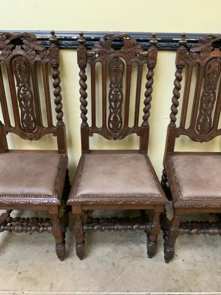 6 antike Gründerzeit Stühle mit Lederbezug  - Lieferung möglich! 13