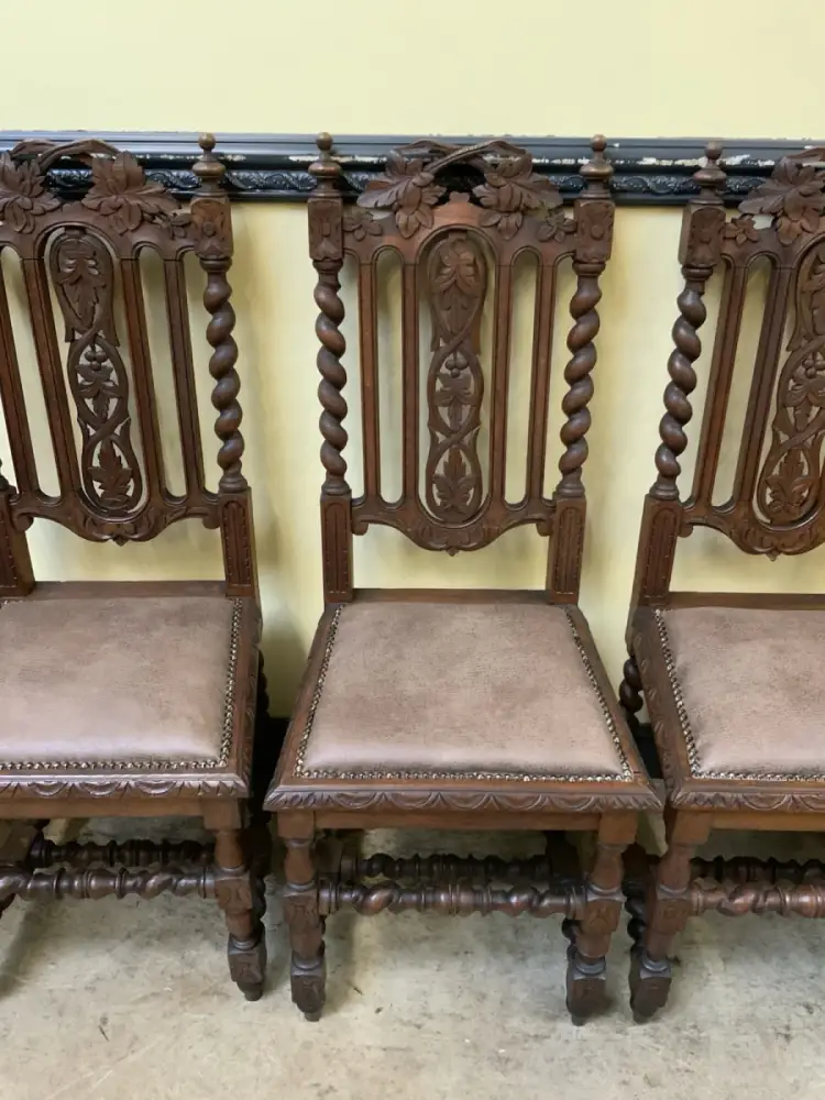 6 antike Gründerzeit Stühle mit Lederbezug  - Lieferung möglich! 14