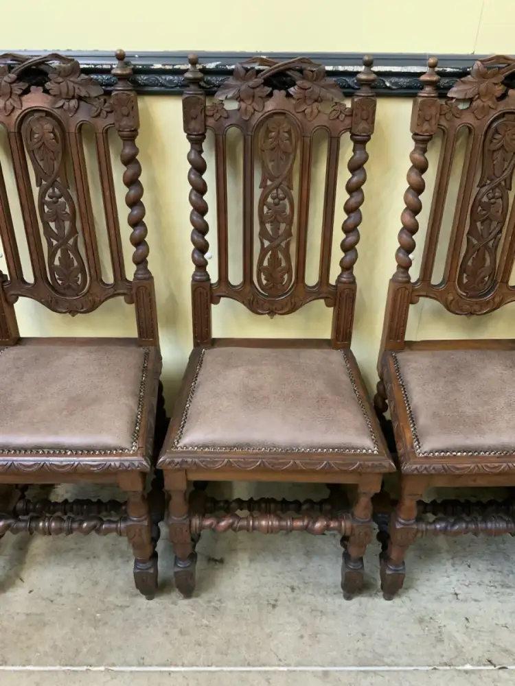 6 antike Gründerzeit Stühle mit Lederbezug  - Lieferung möglich! 15