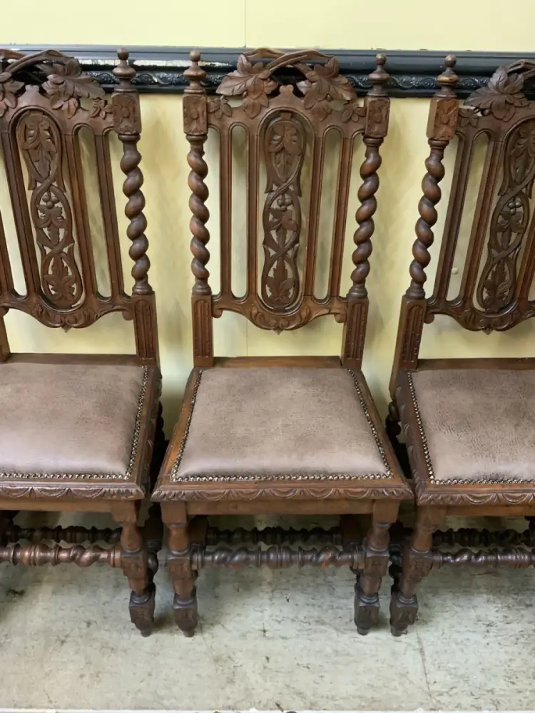 6 antike Gründerzeit Stühle mit Lederbezug  - Lieferung möglich! 16