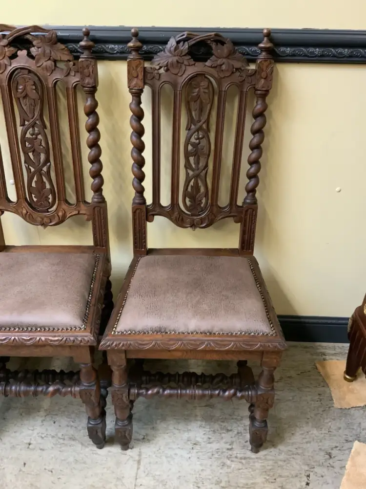 6 antike Gründerzeit Stühle mit Lederbezug  - Lieferung möglich! 17