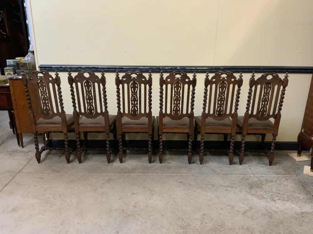 6 antike Gründerzeit Stühle mit Lederbezug  - Lieferung möglich! 18