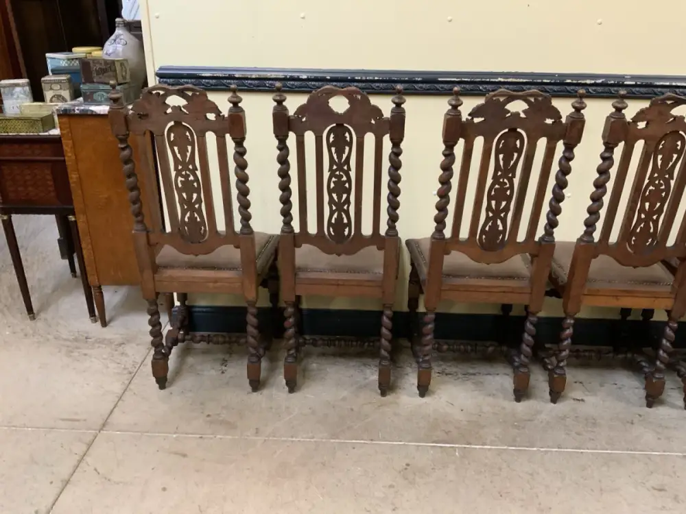 6 antike Gründerzeit Stühle mit Lederbezug  - Lieferung möglich! 19