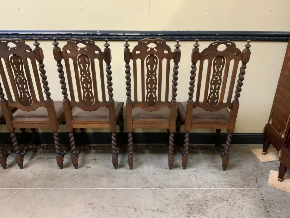 6 antike Gründerzeit Stühle mit Lederbezug  - Lieferung möglich! 20