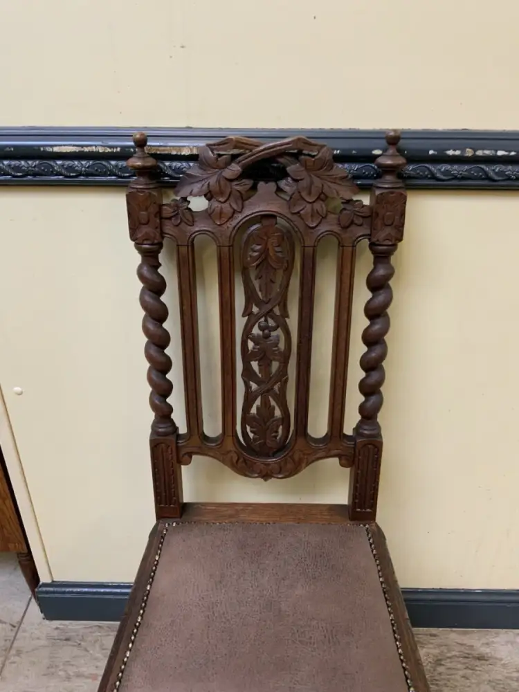 6 antike Gründerzeit Stühle mit Lederbezug  - Lieferung möglich! 8