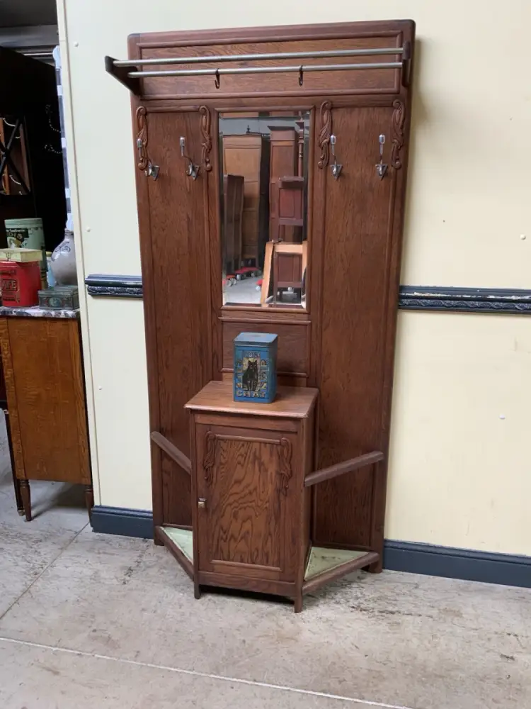 Antike Art Deco Garderobe mit Schrank - Traumhaft - Lieferung möglich! 13