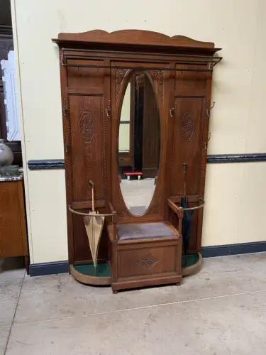 Antik - Garderobe, Kleiderständer mit Truhenbank - Art Deco - Lieferung möglich!