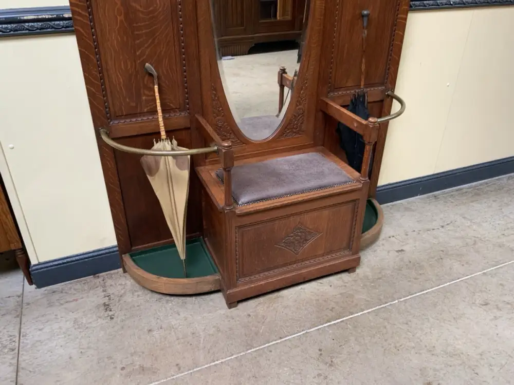 Antik - Garderobe, Kleiderständer mit Truhenbank - Art Deco - Lieferung möglich! 11