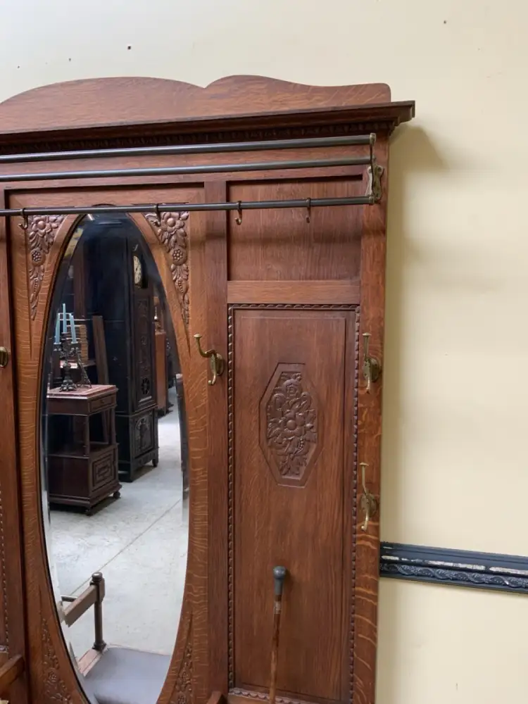 Antik - Garderobe, Kleiderständer mit Truhenbank - Art Deco - Lieferung möglich! 15