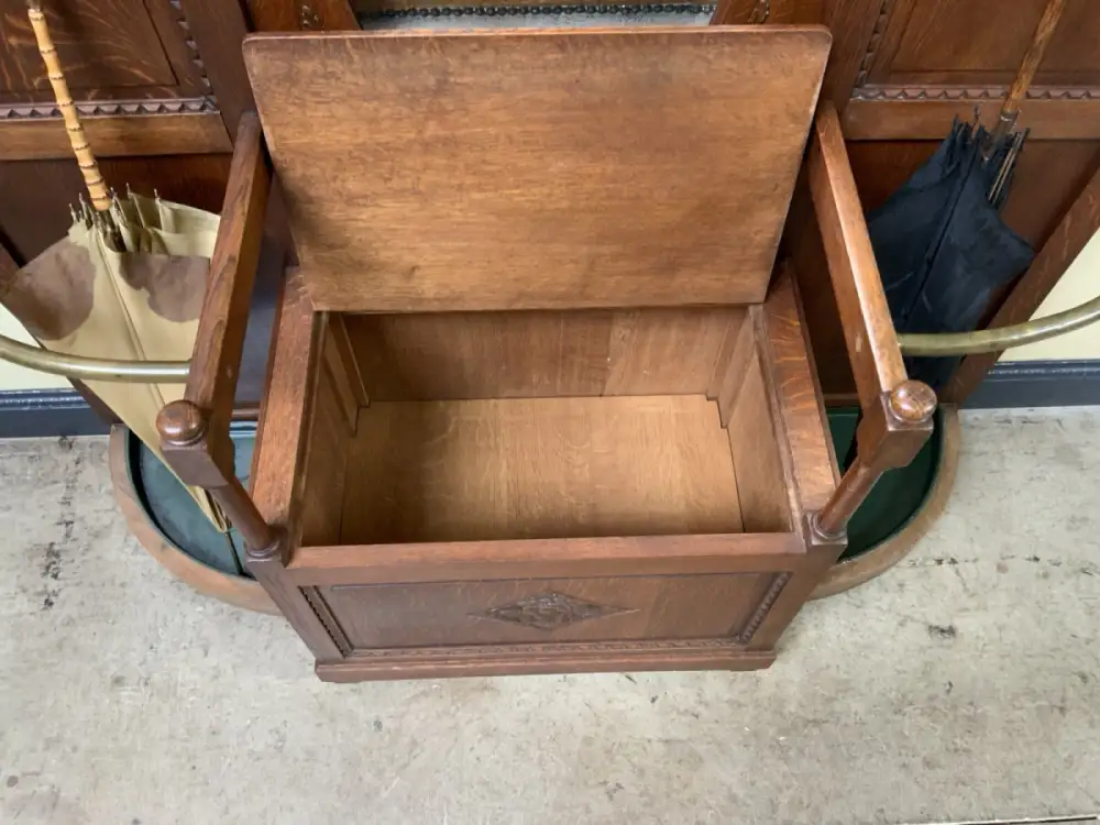 Antik - Garderobe, Kleiderständer mit Truhenbank - Art Deco - Lieferung möglich! 17