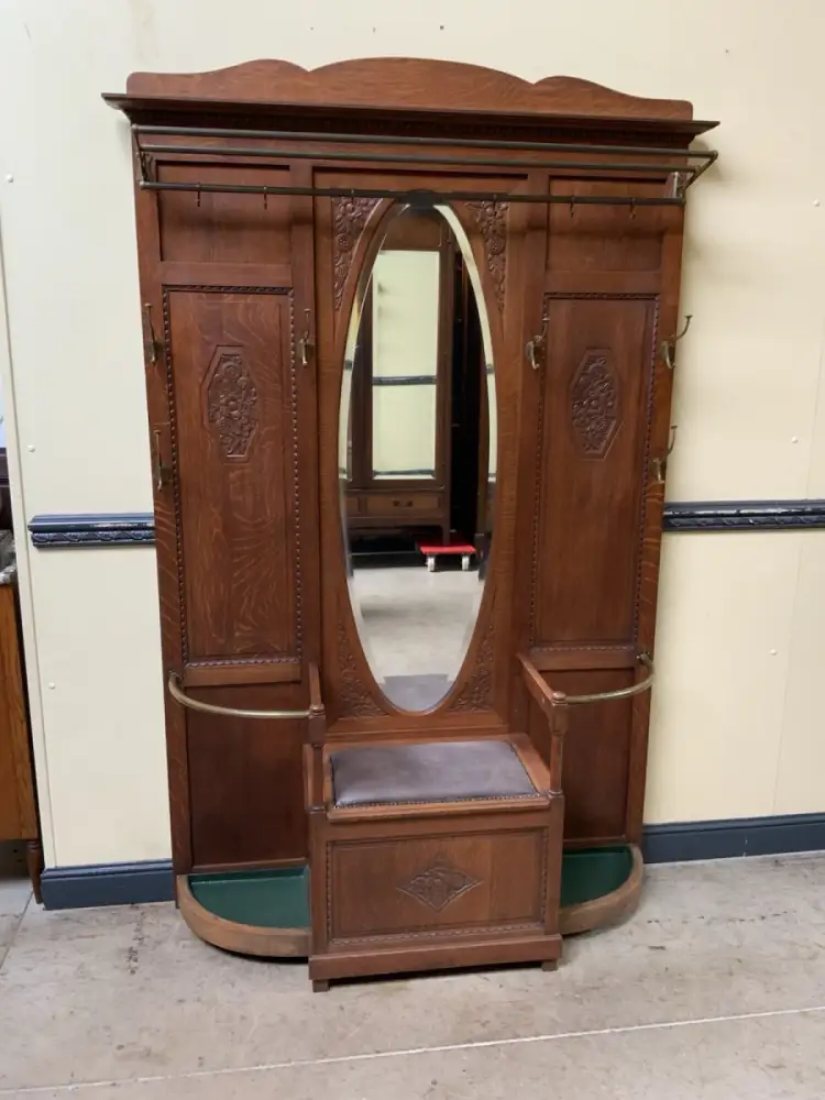 Antik - Garderobe, Kleiderständer mit Truhenbank - Art Deco - Lieferung möglich! 18