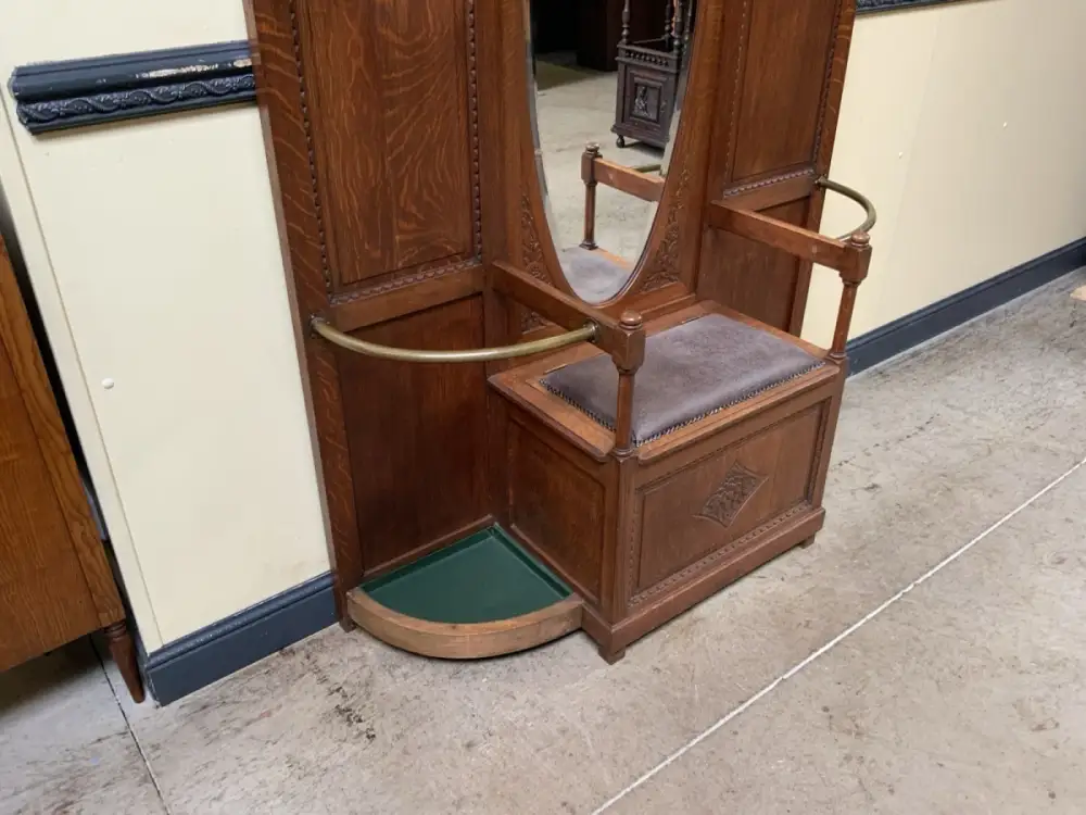 Antik - Garderobe, Kleiderständer mit Truhenbank - Art Deco - Lieferung möglich! 19