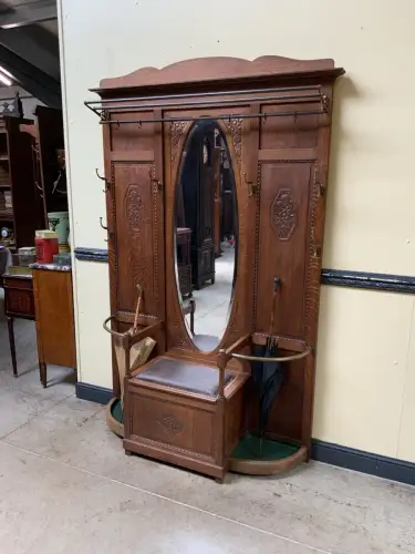 Antik - Garderobe, Kleiderständer mit Truhenbank - Art Deco - Lieferung möglich!