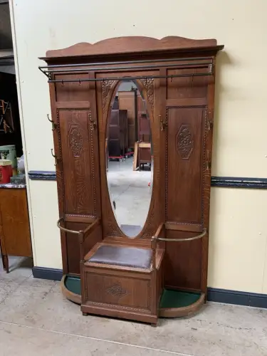 Antik - Garderobe, Kleiderständer mit Truhenbank - Art Deco - Lieferung möglich!