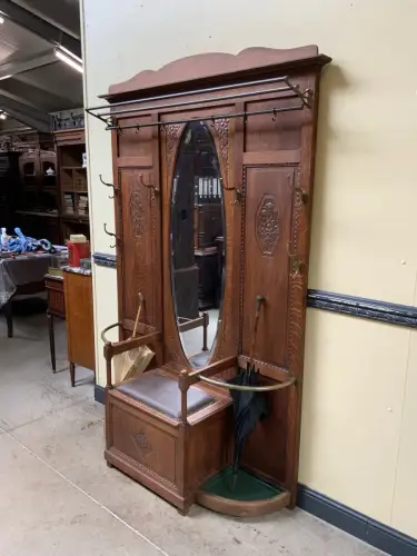 Antik - Garderobe, Kleiderständer mit Truhenbank - Art Deco - Lieferung möglich!