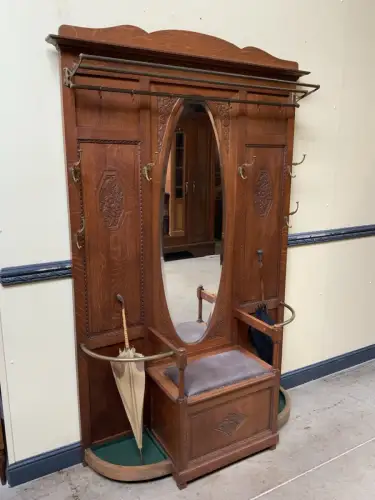 Antik - Garderobe, Kleiderständer mit Truhenbank - Art Deco - Lieferung möglich!