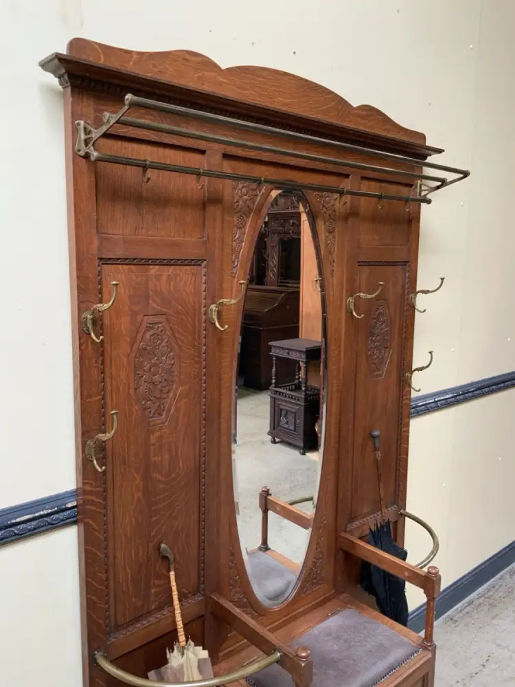Antik - Garderobe, Kleiderständer mit Truhenbank - Art Deco - Lieferung möglich! 5