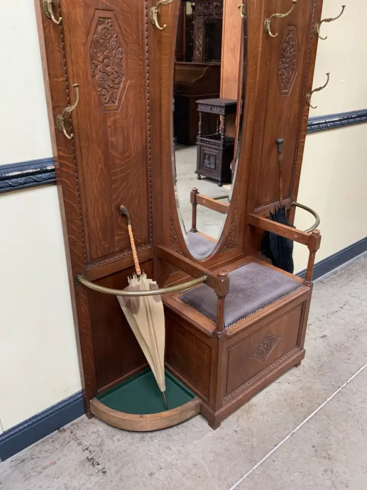 Antik - Garderobe, Kleiderständer mit Truhenbank - Art Deco - Lieferung möglich! 6