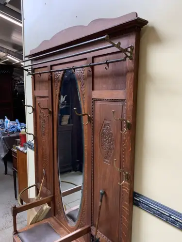 Antik - Garderobe, Kleiderständer mit Truhenbank - Art Deco - Lieferung möglich!