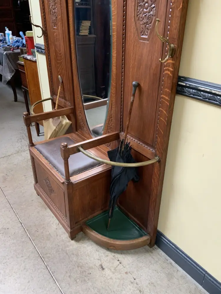 Antik - Garderobe, Kleiderständer mit Truhenbank - Art Deco - Lieferung möglich! 8