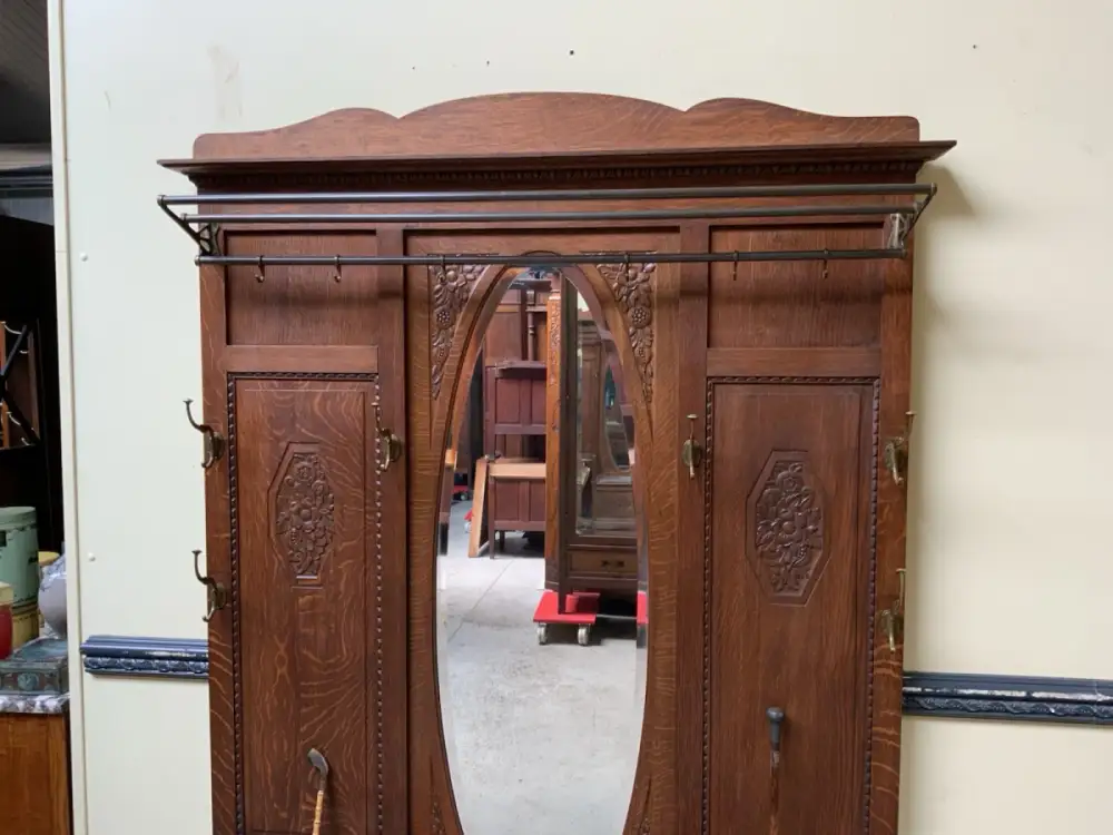Antik - Garderobe, Kleiderständer mit Truhenbank - Art Deco - Lieferung möglich! 9