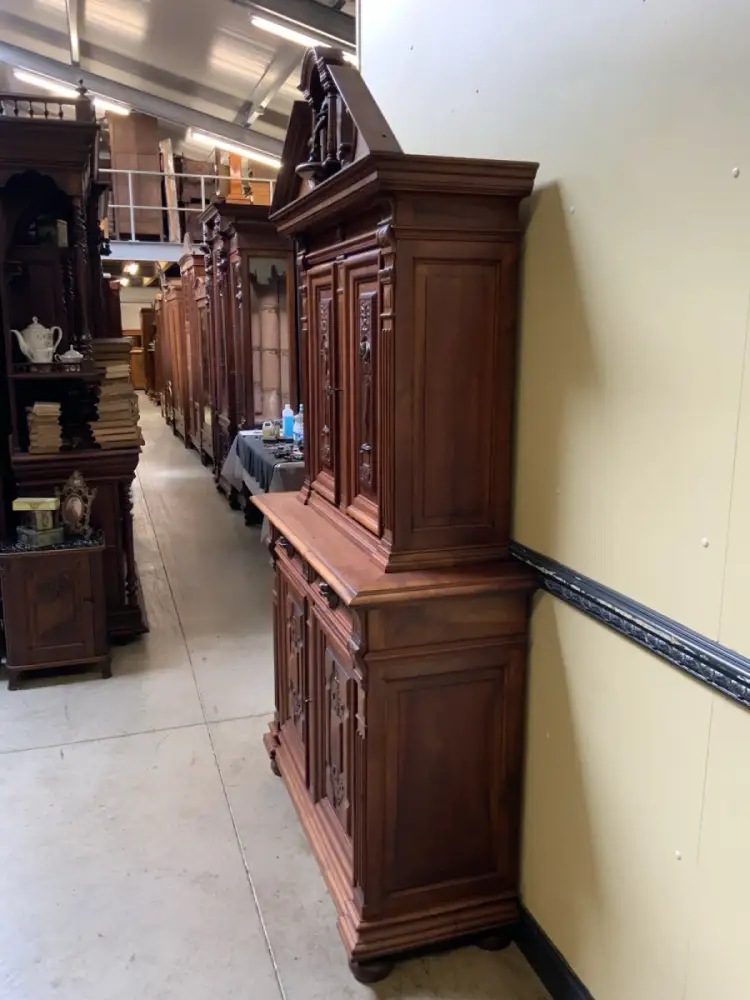 Antik - Nußbaum Aufsatz Schrank, Bronze  - Neorenaissance - Lieferung möglich! 4