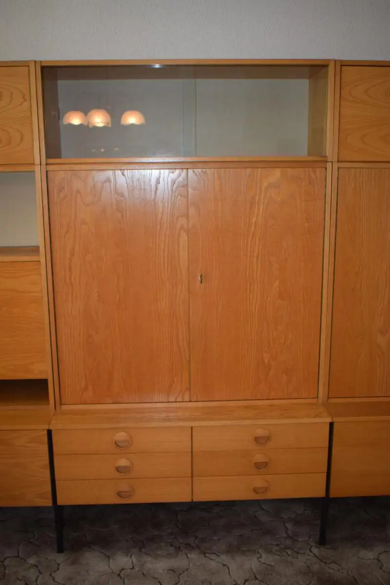 Vintage Hellerau Schrankwand, 3 Segment, Sekretär, Schrank und Bar TOP 3