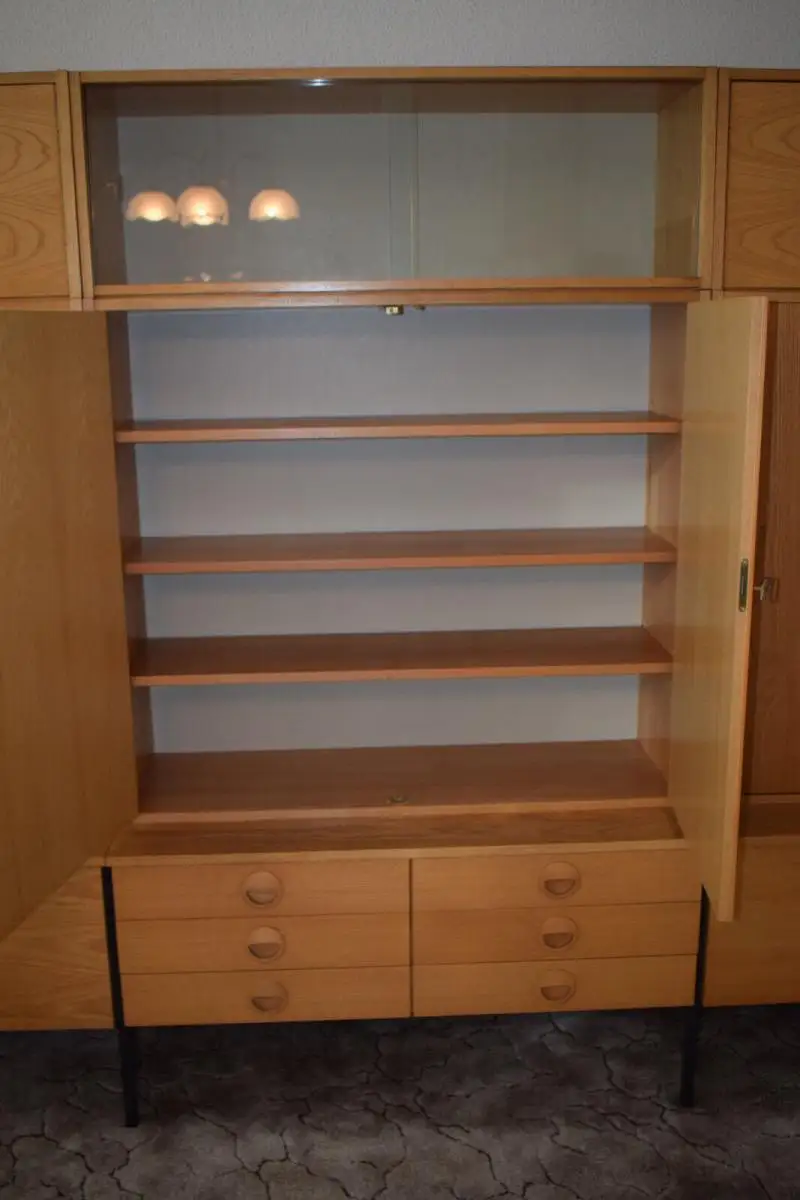 Vintage Hellerau Schrankwand, 3 Segment, Sekretär, Schrank und Bar TOP 4