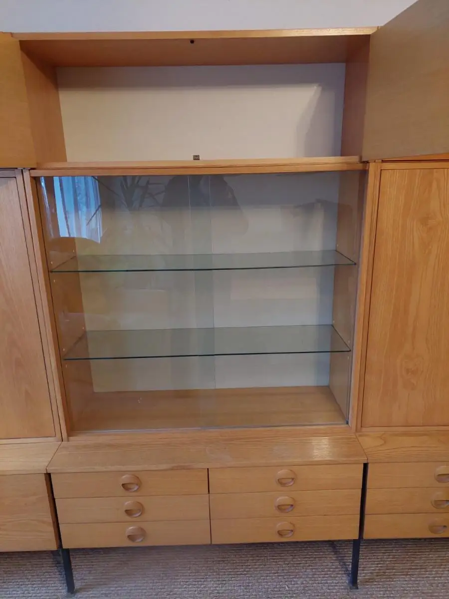 Vintage Hellerau Schrankwand, 4 Segment, Bar, Regal, Vitrine TOP 8