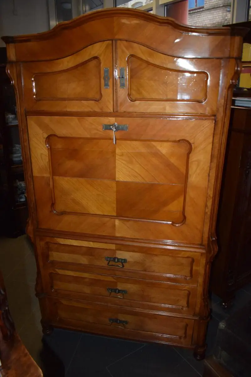 Schöner Sekretär Kirschbaum furniert Louis-Philippe-Stil 1850 Klappsekretär, TOP 0