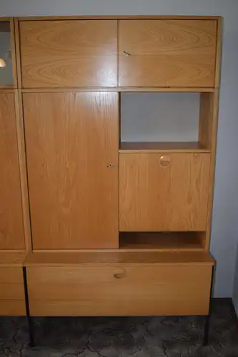 Vintage Hellerau Schrankwand, 3 Segment, Sekretär, Schrank und Bar TOP