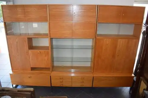 Vintage Hellerau Schrankwand, 3 Segment, Vitrine, Schrank und Bar TOP