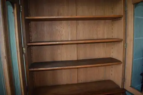 Aufsatzvitrine Bücherschrank Gründerzeit Eiche furniert mittelbraun Top Zustand!