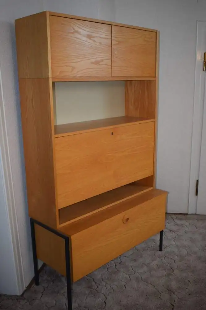 Vintage Hellerau Sekretär, Joachim Nebelung, Holz Esche TOP 1